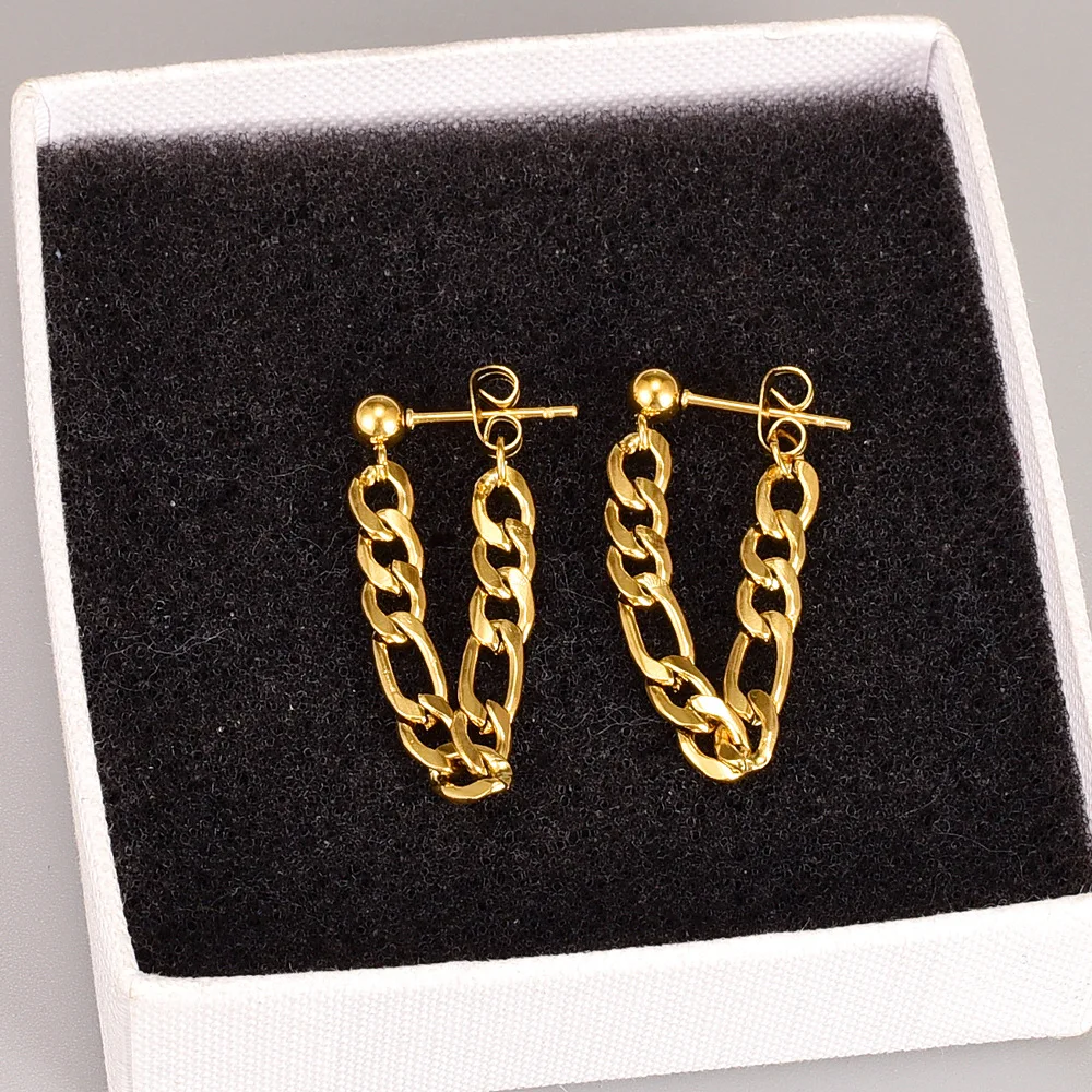 

Stainless Steel Long Chain Earrings Women Acessories Vintage Style Gold Plated Earring Fashion Jewelry Ear Luxury Earrings