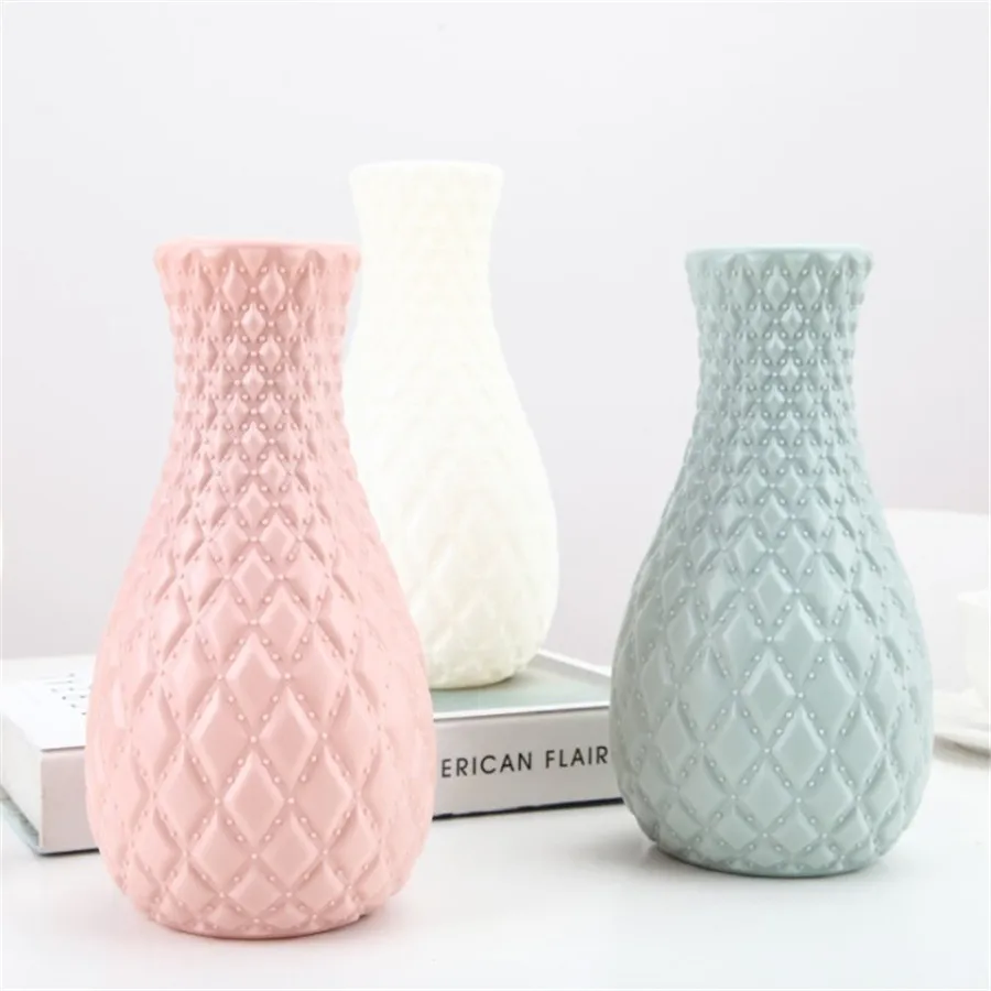 

Plastic Flower Vase Decoration Home White Vases Imitation Ceramic Vase Flower Pot Decoration Nordic Style Flower Basket