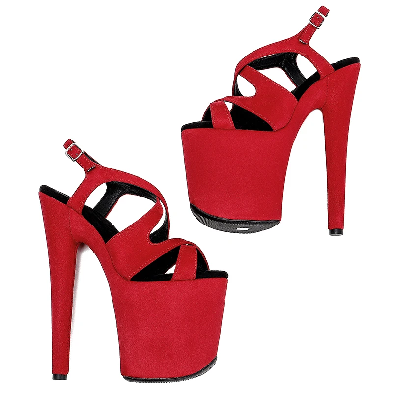 Leecabe 20cm/ 8inches suede upper cross lace up   sandals  lady fashion party  platform high heel   pole dance shoes