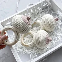 INS 1PC Breast Crochet Baby Rattle Soother Bracelet Teether Set Cute and Special Product Mobile Pram Crib Ring Wooden Toys