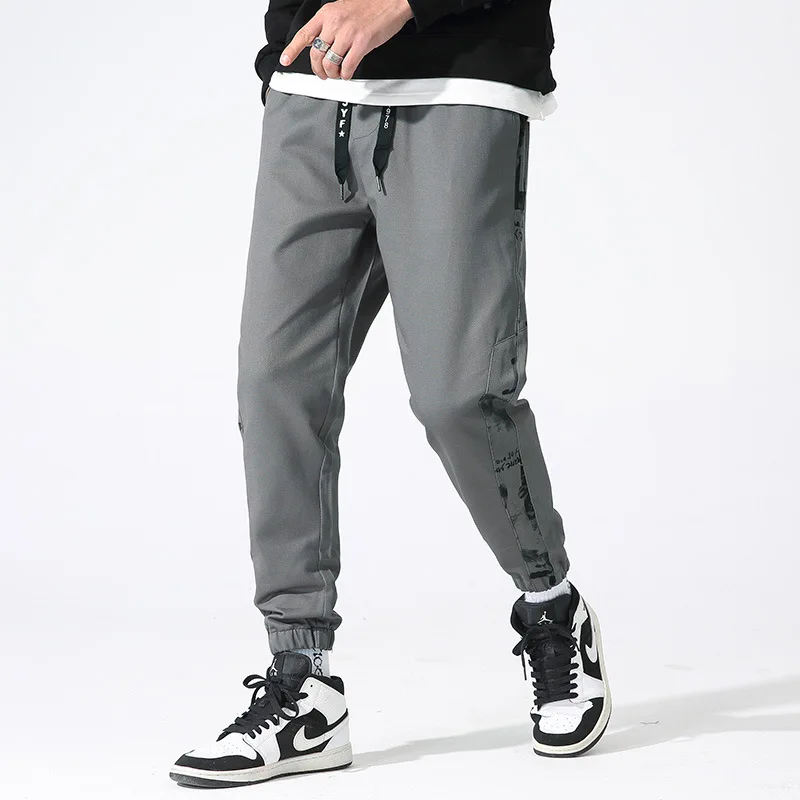 

Spring Autumn Cotton Large Size 8XL Overalls Loose Feet Korean Casua Fat Man Trousers Streetwear Cargo Baggy Mens Joggers Pants