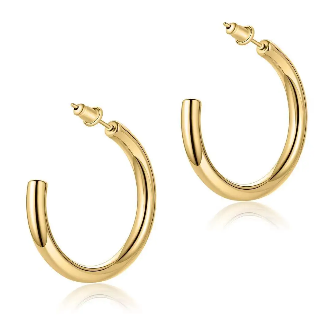 

Stainless Steel Earings C-shaped Thick Circle Geometric Round Vacuum Color-preserving Electroplating Earrings For Women's