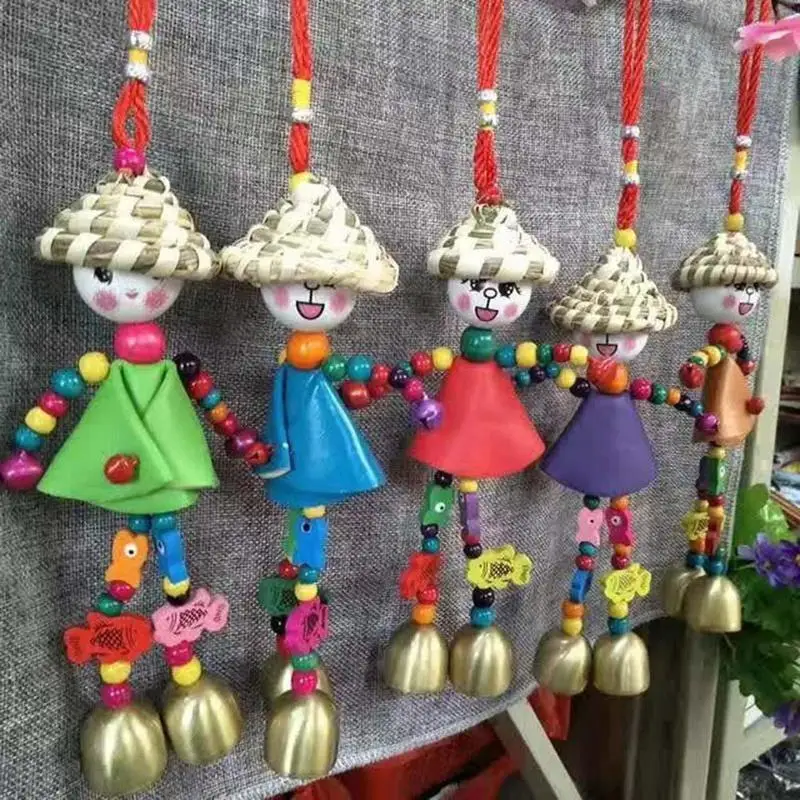 Scarecrow Wind Chimes Sunny Day Dolls Colorful Crafts Fashion Chime Decor Style Embroidered Home Wind Chinese Gard Q8m6