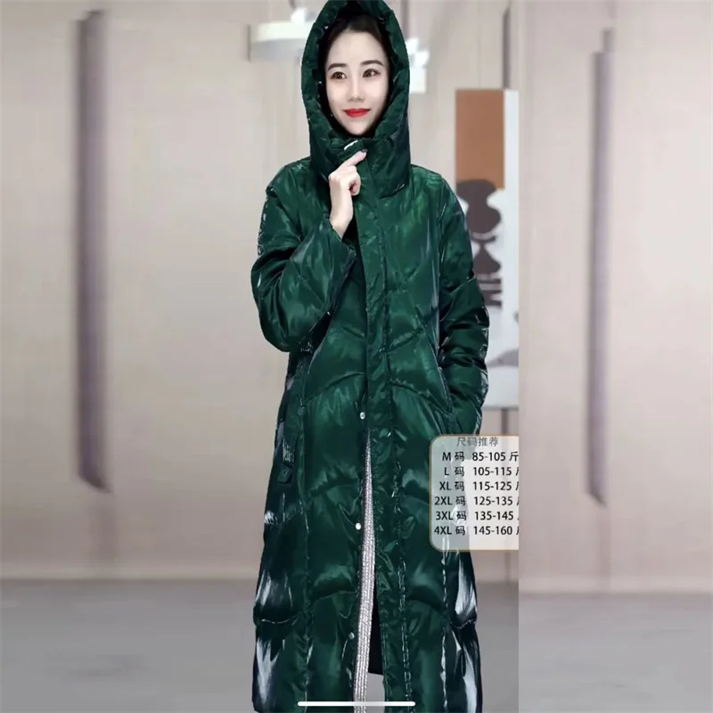 Bright Face Cotton Jacket Women Long Winter 2022 New Thickened Down Padded Padded Coat Long Over The Knee Padded Coat Commuting