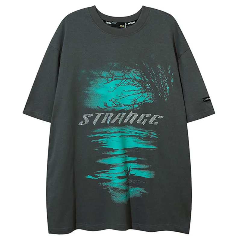 

2022 Oversized T-shirt Hip Hop Streetwear Letter Graphic Print Gothic T-shirts Men Harajuku Casual Cotton Short Sleeve T Shirts