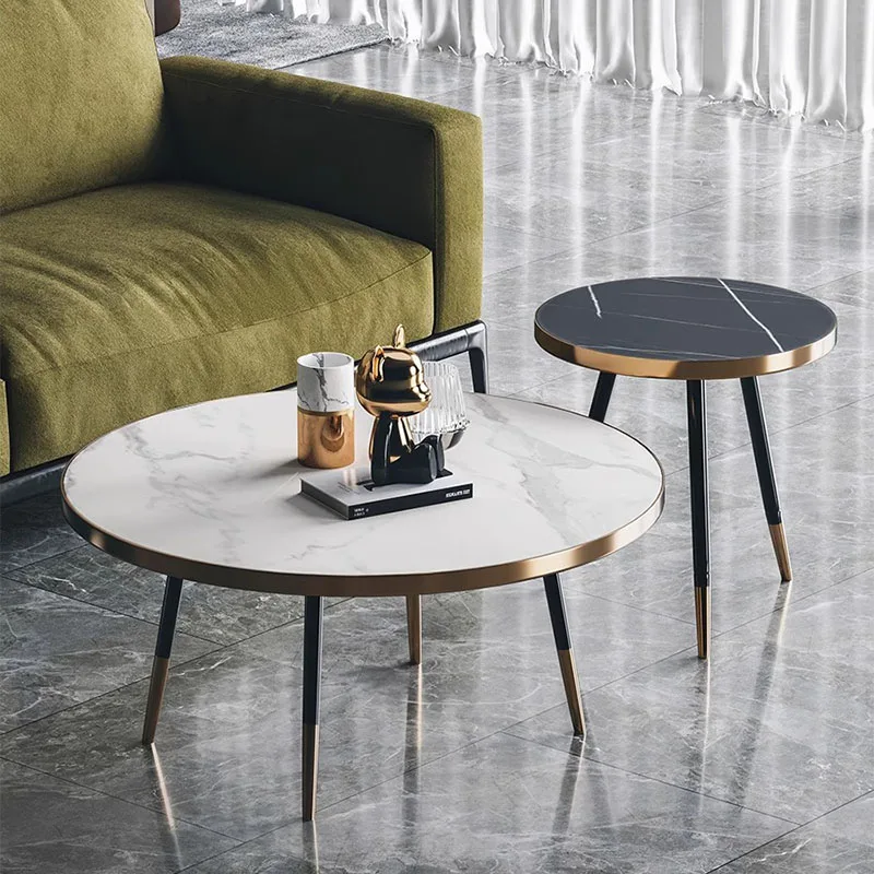 

Aesthetic Ironing Coffee Table Center Marble Round Nordic Makeup Minimalist Unique Dining Table Service Meuble Balcony Furniture