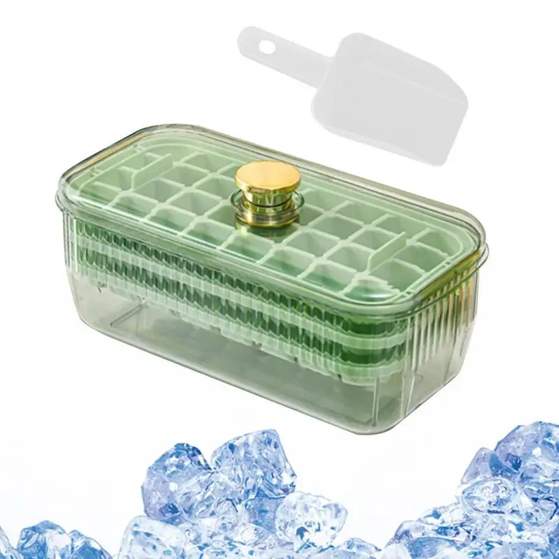 

Ice Cube Tray With Lid And Bin Ice Cube Storage Container Ice Storage Box 56 Cube Square Ice Trays For Freezer Spill-Resistant