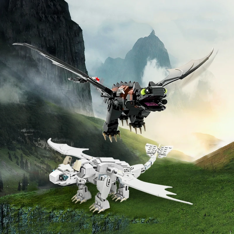 

Игрушки Moc, Как приручить драгоценных беззубчатых блоков, Аниме фигурки динозавров, модель, креативные идеальные кирпичи, игрушки для детей,...