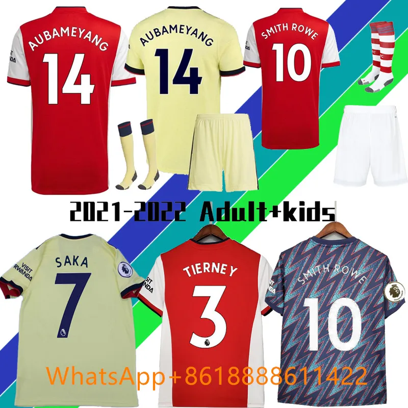 

21-22 Camiseta de Fútbol ArsenalES SMITH ROWE WILLIAN TIERNEY SAKA Men boys adult kids football shirt AUBAMEYANG jerseys kits