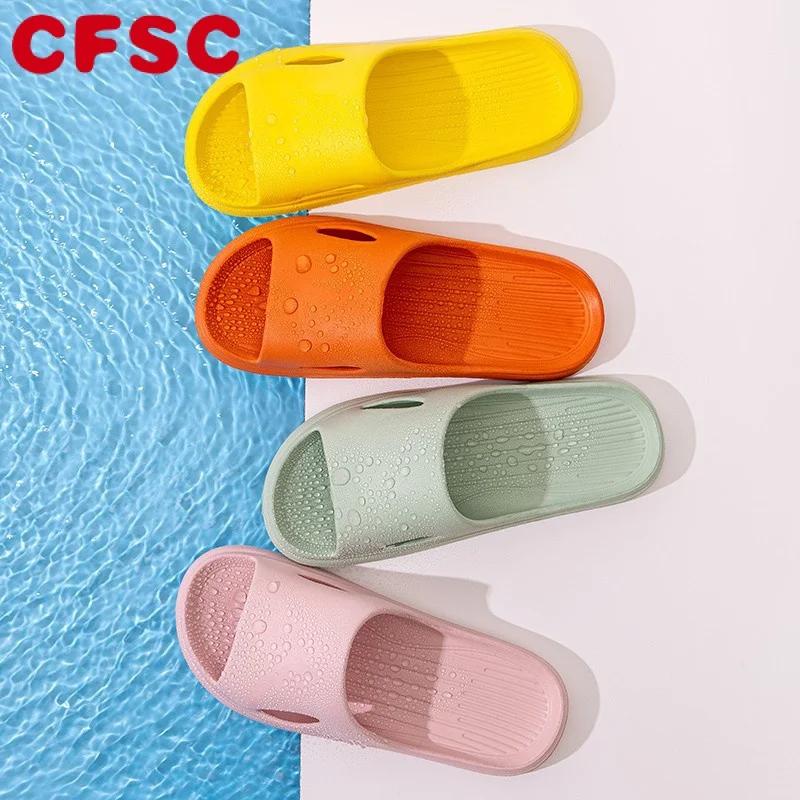 

Soft Home Slippers Couples Summer Indoor Non-Slip Bathroom Slippers Solid Sandals Hotel Family Men Women Flip Flops Flat Shoes