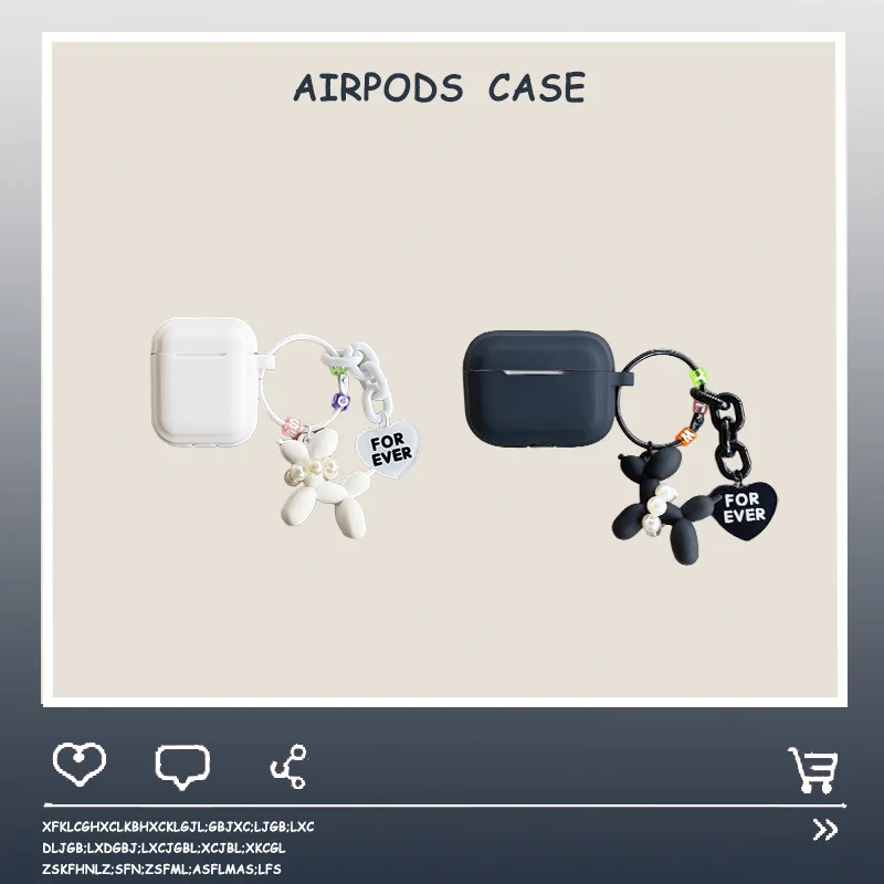 

Simple Cute Balloon Dog Pendant Case for Apple AirPods 1 2 3 Pro Cases Cover IPhone Bluetooth Earbuds Earphone Air Pod Pods Case