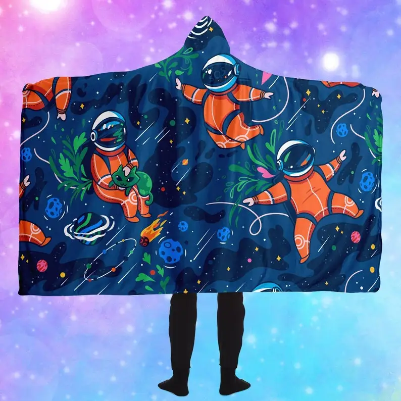 

Cosmonauts Hooded Blanket // Cute Astronaut Throw // Adorable Hoody Blanket // Dreamy Fantasy Home Wear // Magical Astro Snug Ni