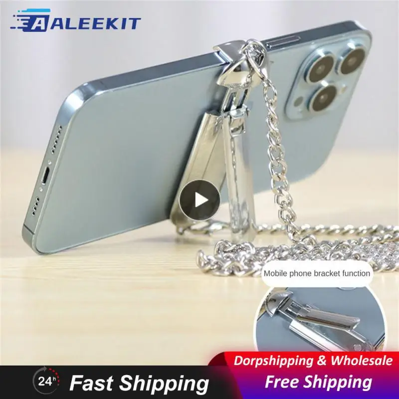 

Pendant Practical Simple Cell Phone Creativity Fashion Accessories Diagonal Span Durable Phone Back Clip Cute Portable Silver