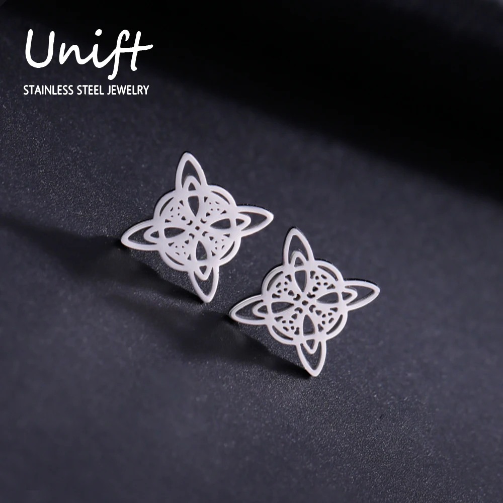 Unift Крошечные серьги-гвоздики Celtics Witch Knot для женщин и девушек, Винтажные серьги-гвоздики из нержавеющей стали, ювелирные изделия в подарок
