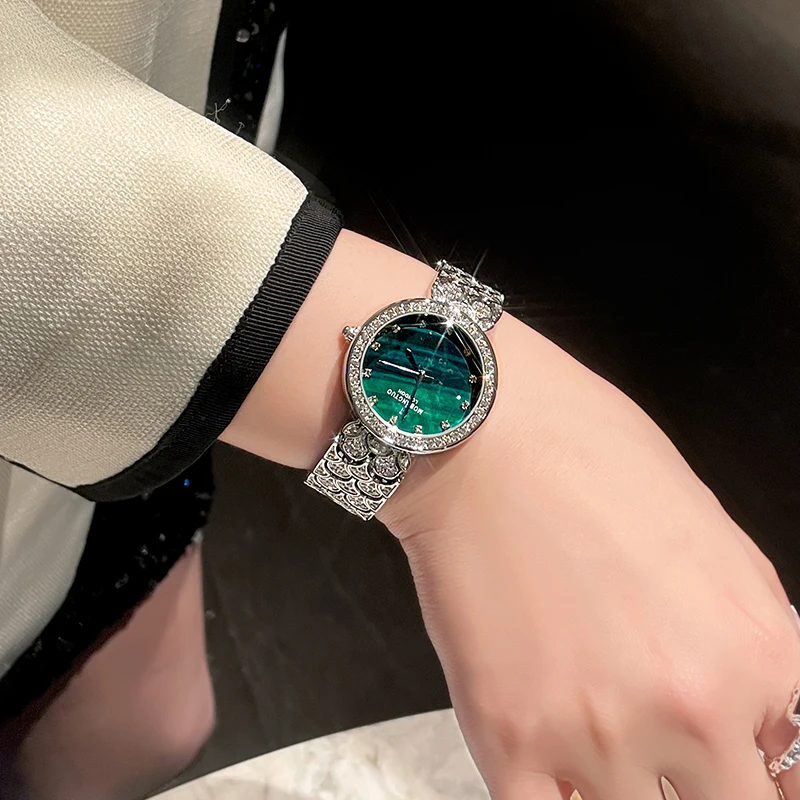 Fashion Starry Sky Diamond Malachite Green Watch Casual Luxury Women Bracelet Wristwatches for Women Watches Clock Free Shipping