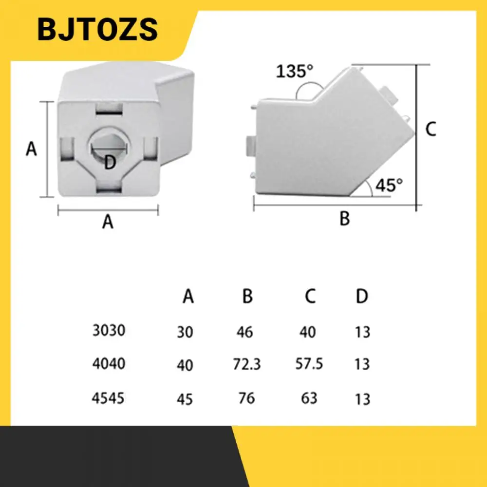 

1PC 135 Degree 3030 Corner Connector Angle Fixer with Protective Cover Screws Nut 3030 4040 4545 EU Standard Aluminum Profile