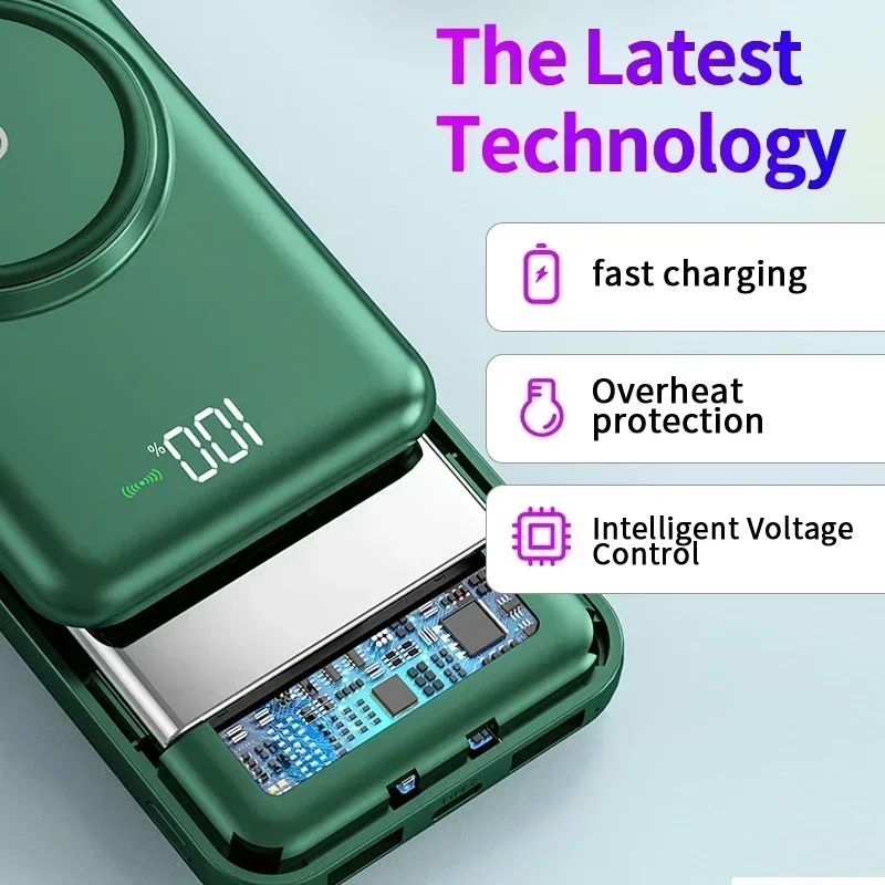 100000 mah Power Bank Портативное зарядное устройство 6-в-1 Powerbank для Xiaomi Iphone 15 14 13 Samsung