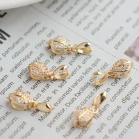 14k zircon necklace pendant claw buckle leaf double layer color preserving 7 11mm opening 5mmdiy manual accessories