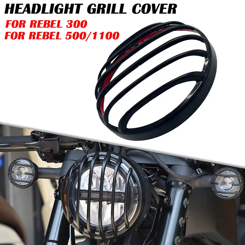 

1X Matte Black Headlight Grill Cover Bright Black For Honda Rebel CMX 300 500 1100 2020-2022 Model