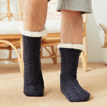 Warm Slippers Socks 1 Pair Men's Socks Stockings Winter Socks Floor Socks Adult Plus Velvet Autumn Winter Carpet Socks