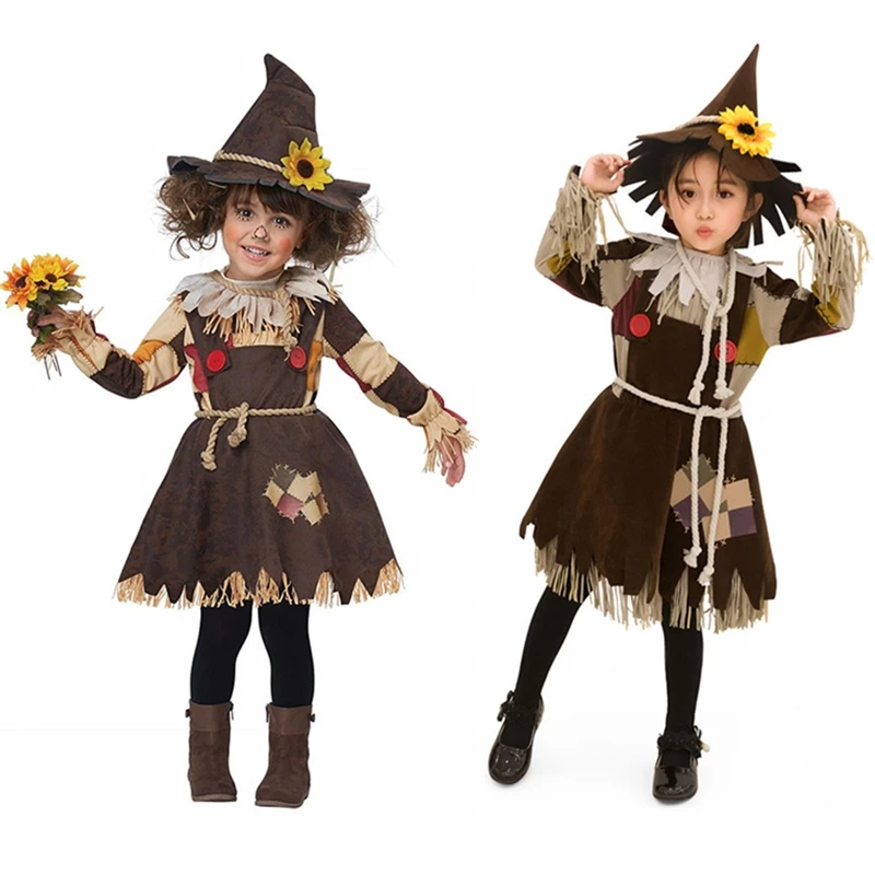 

Girl Pumpkin Patch Scarecrow Costume Cosplay Kids Halloween Carnival Cosplay Girls Clown Circus Party Amazing Fancy Dress Up