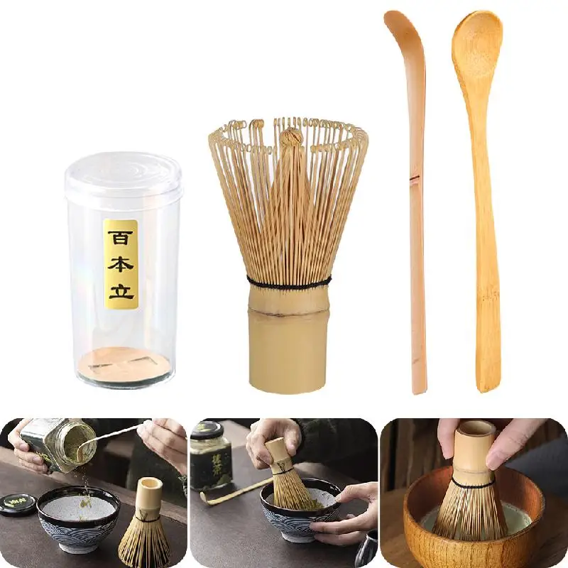 

3Pcs Tea Set Japanese Tea Set Matcha Whisk (Chasen) Tea Spoon And Scoop (Chashaku) Matcha Natural Bamboo Tea Set Accessories