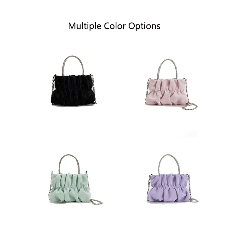 Mini Cloud Design Handbag Pleated PU Leather Crossbody Bag Versatile Diamond Inlaid Shoulder Bags for Women New Fashion Designer