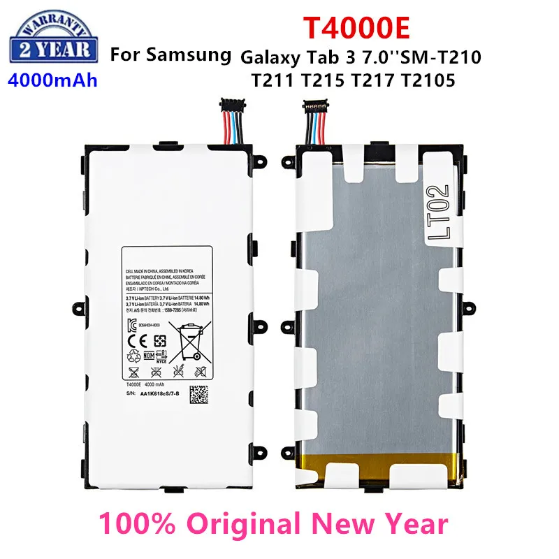 

100% Orginal Tablet T4000E Battery 4000mAh For Samsung Galaxy Tab 3 7.0'' T211 T210 T215 T217A SM-T210R T2105 P3210 P3200
