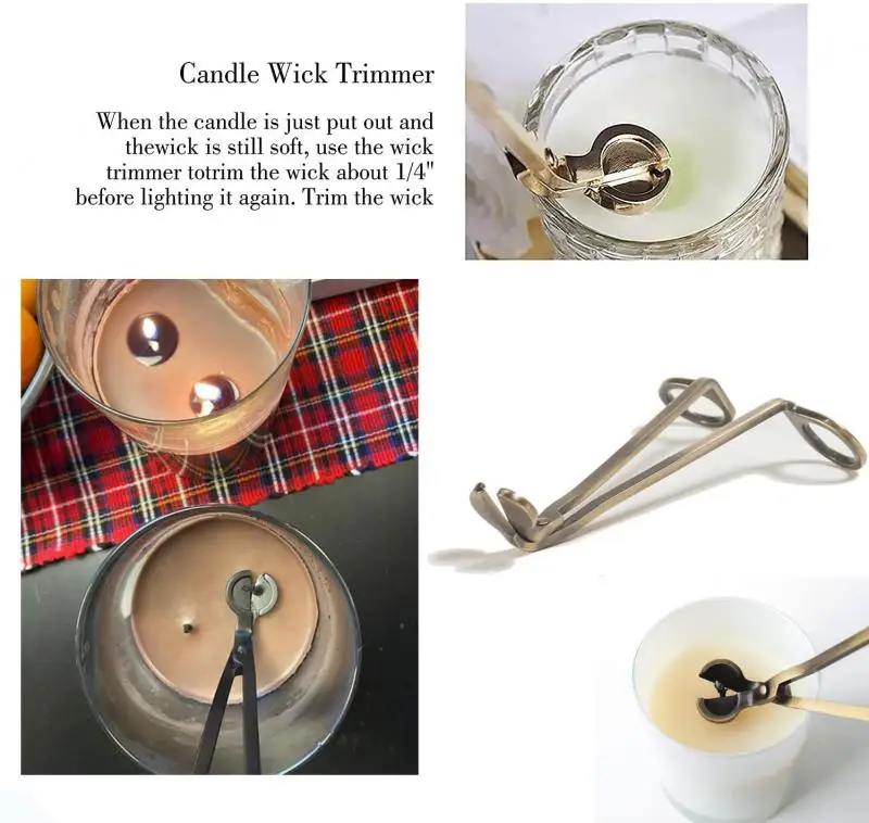 1pcs Candle Wick Trimmer Stainless Steel scissors trim wick Cutter Snuffer Round head 18cm Black Rose Gold Silver |
