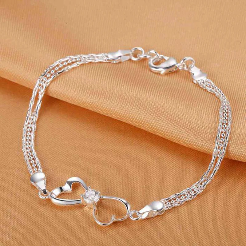 

Циркониевый браслет с двойным сердцем, модный браслет со змеей и костями, женское Гламурное ювелирное изделие, подарок, простое ювелирное и...