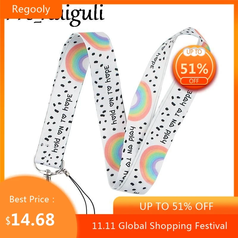 

30pcs Rainbow homosexuality Lanyard Badge ID Mobile Phone Rope Key Lanyard Neck Straps Accessories webbings ribbons