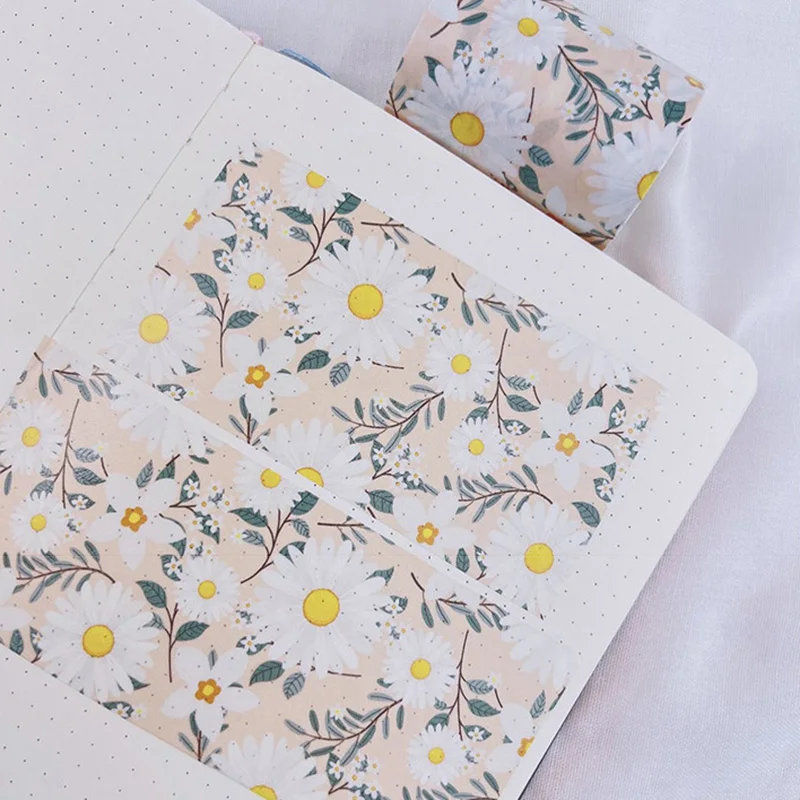 Маргаритки желтые Специальные чернила васи лента Feverfew цветок Ins цифровая печать