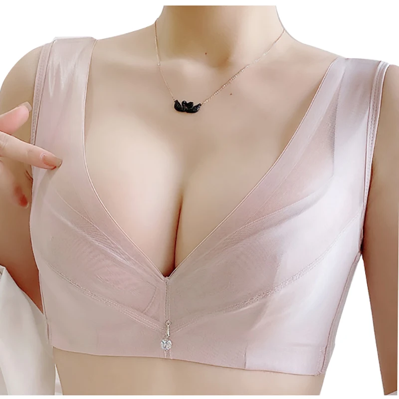 

Plus size bras ultra thin ice silk Push up Top women's bra sexy one piece solid underwire comfortable bralette unlined lingerie