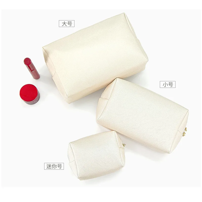 

Women Cosmetic Bag Waterproof PU Leather Solid Color Makeup Pouch Travel Portable Wash Toiletry Storage Bag Organizer Purse