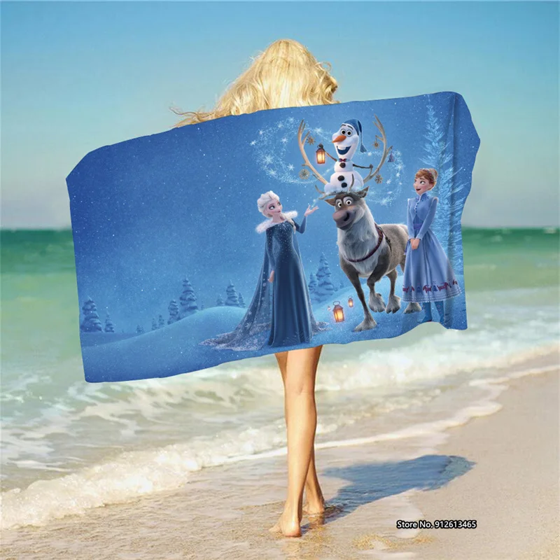 Полотенце для ванны с изображением персонажа Эшаана из фильма «Холодное сердце» Диснея, печатное цифровым методом 3D, из микрофибры, квадратное, подходит для использования в ванной и на пляже.