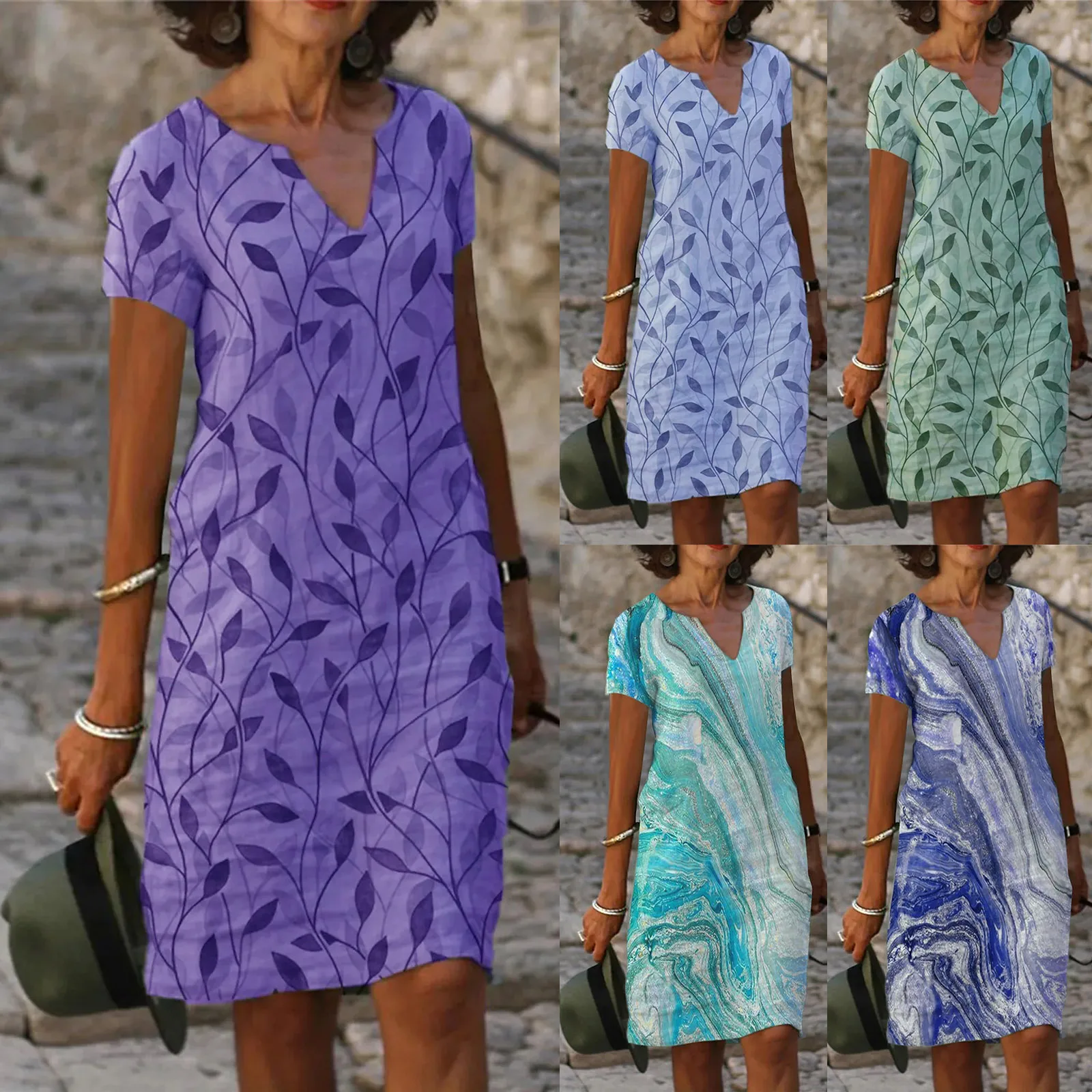 

Новинка, женское свободное облегающее платье из хлопка и льна с принтом и V-образным вырезом