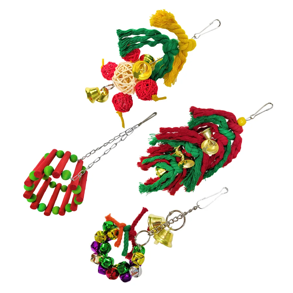 

4pcs Parrot Bird Hanging Pendant Christmas Theme Parrot Nibbled Parrot Chewing