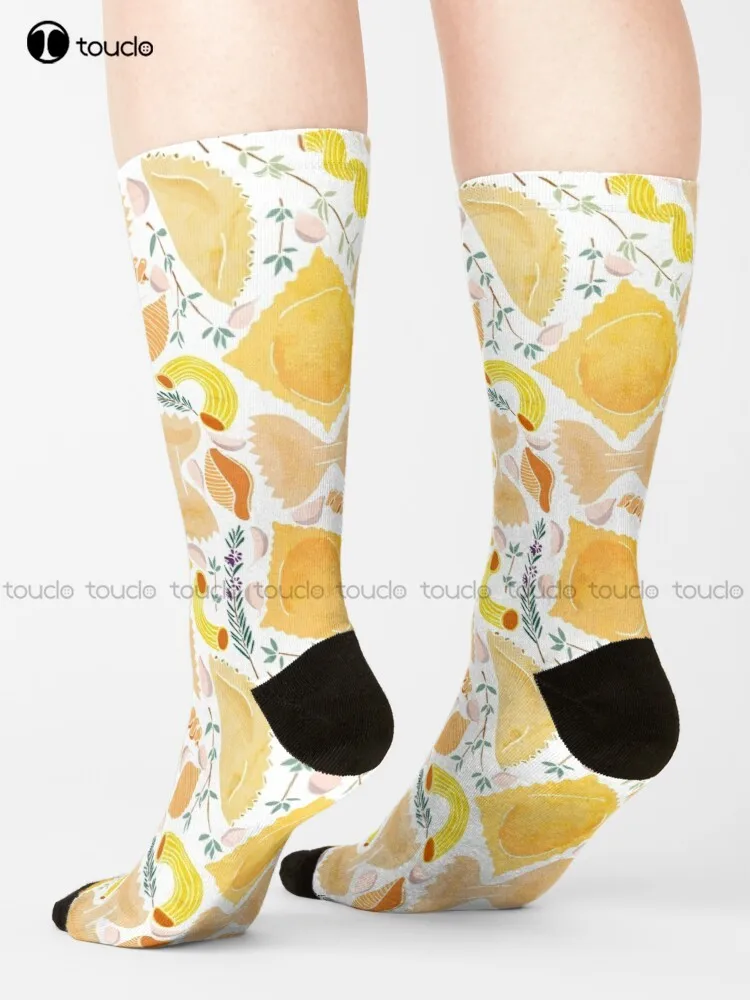 

Pasta Pattern On White Socks Girls Soccer Socks Fashion Creative Leisure Funny Harajuku Art Abstract Oil Painting Socks Girls