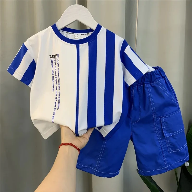 

Boys 6 Children's New 4 Sportswear Suit 2 Sleeve T-shirt Kids Clothes Set Piece Suit Shorts Summer Boy 2 Set Short Clothing