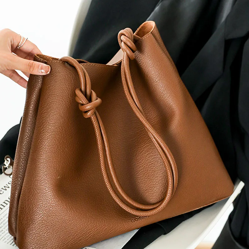 

2 Pcs High Quality Imported Calf Leather Shoulder Bags for Women Large Capacity Soft Fabric Tote Designer Handbags and Purses