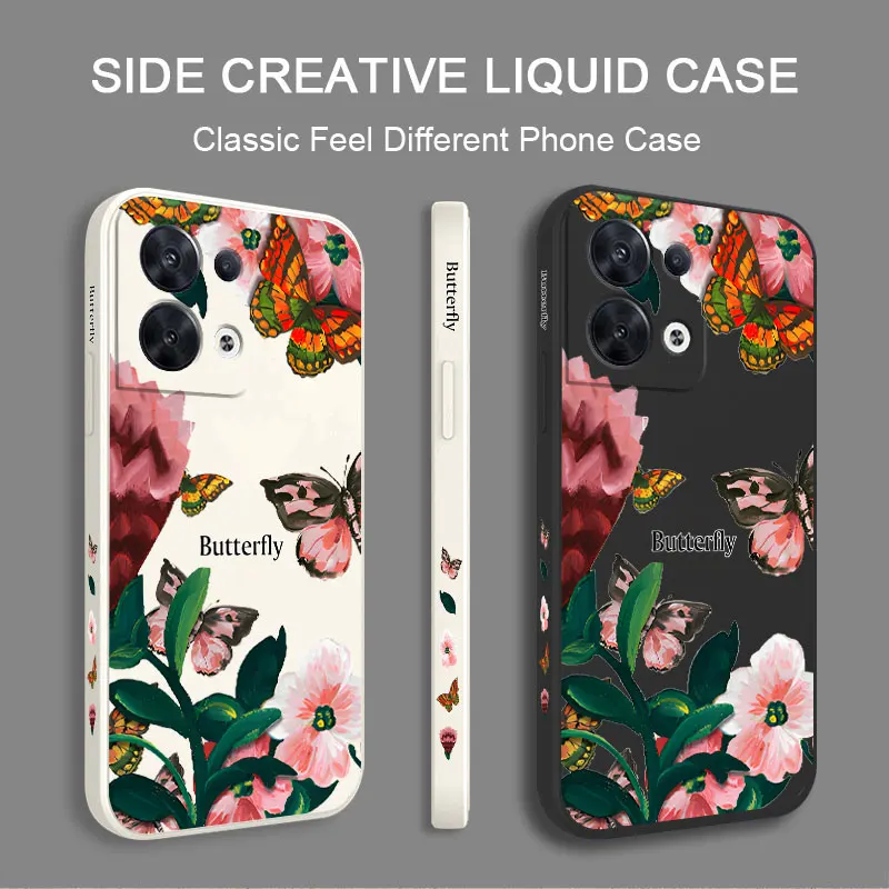 Силиконовый чехол для телефона Butterfly Garden OPPO Reno 8Pro 8T 10 10Pro Plus 8 7Z 7Lite 6Lite 6ProPlus 5Pro 5Lite 6 6Z