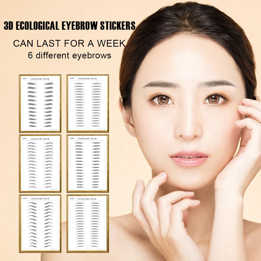 

3D Ecologigal Eyebrows Stickers Nutural Waterproof Long Lasting Like Brow Hair Makeup Easy To Wear Tattoo Sticker for Men Women
