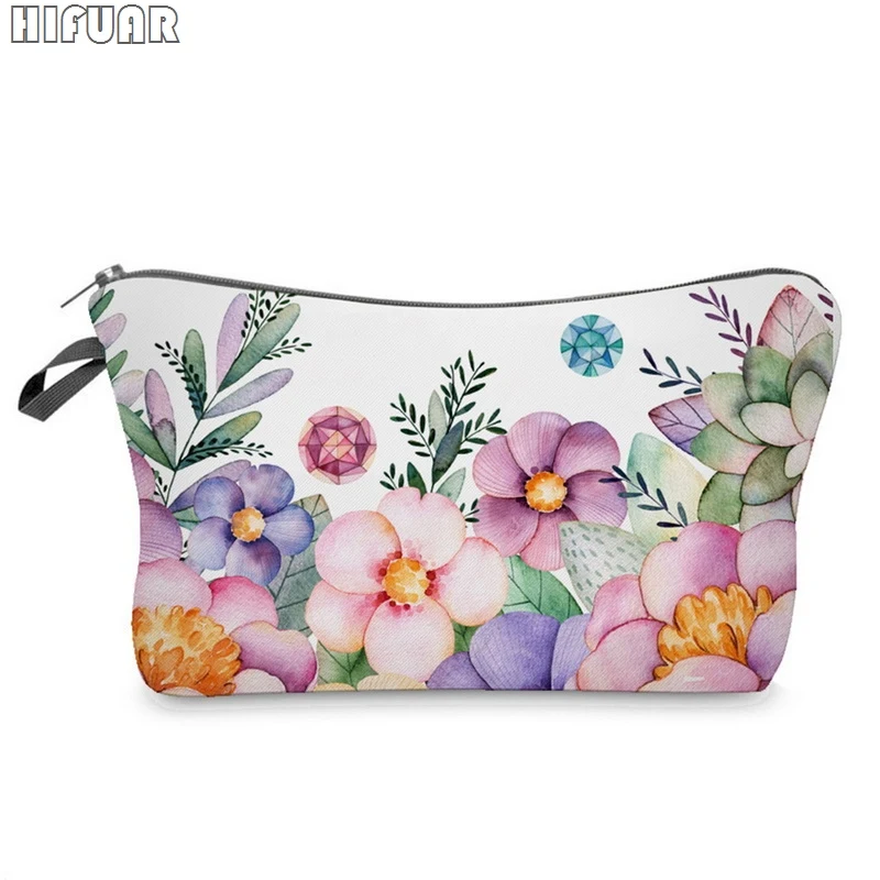 

Женская косметичка с цветочным принтом, косметичка, органайзер для косметики с 3D рисунком, модная женская косметичка
