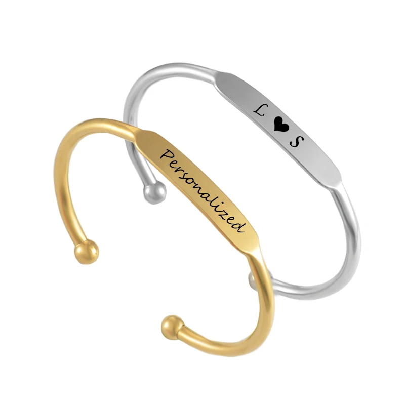 

Engraved Stainless Steel Bracelet Jewelry Custom Letters Name Bracelet & Bangle For Women Men Jewelry Gift Dropshipping