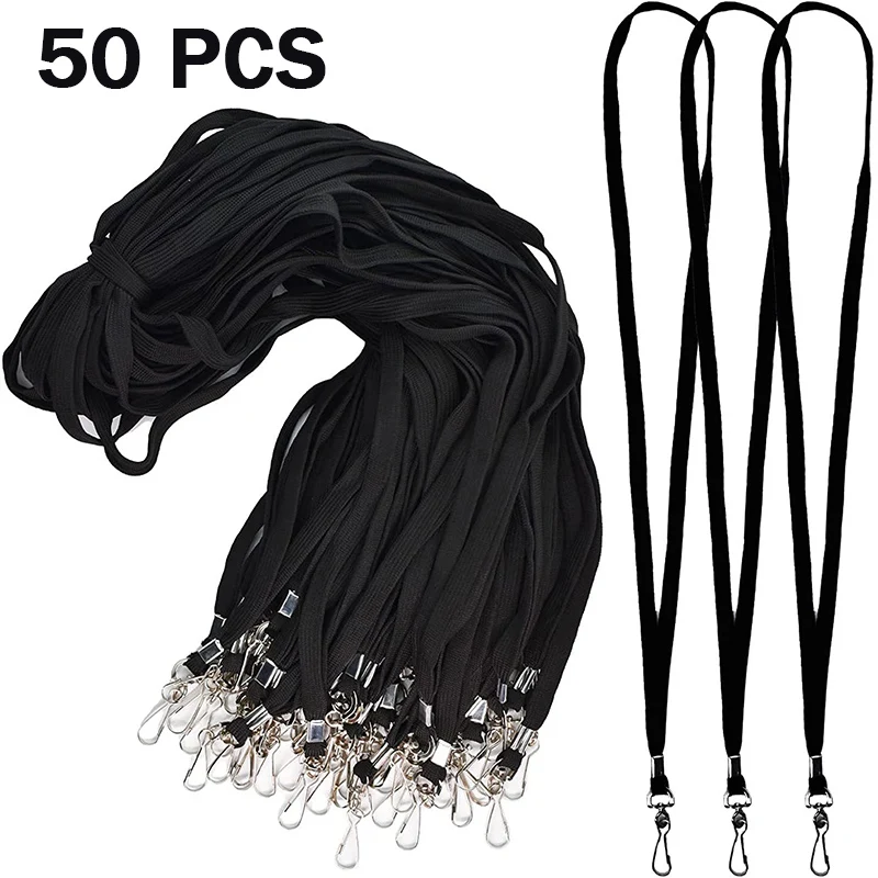 50 PCS Black Blue Red lanyards Safety Neck Rope For Card Holder Badge Keychain ID Card