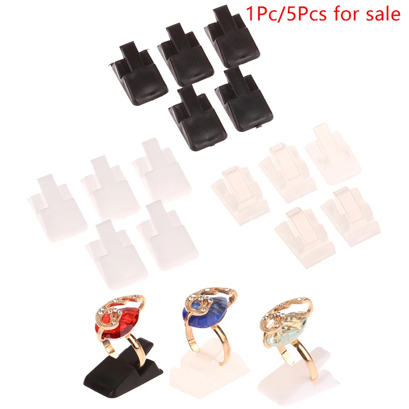 

1/5pcs Mini Ring Holder Stand Plastic Ring Jewelry Display Rack Ring Storage Organizer Shelf Ring Decoration Clip Stand