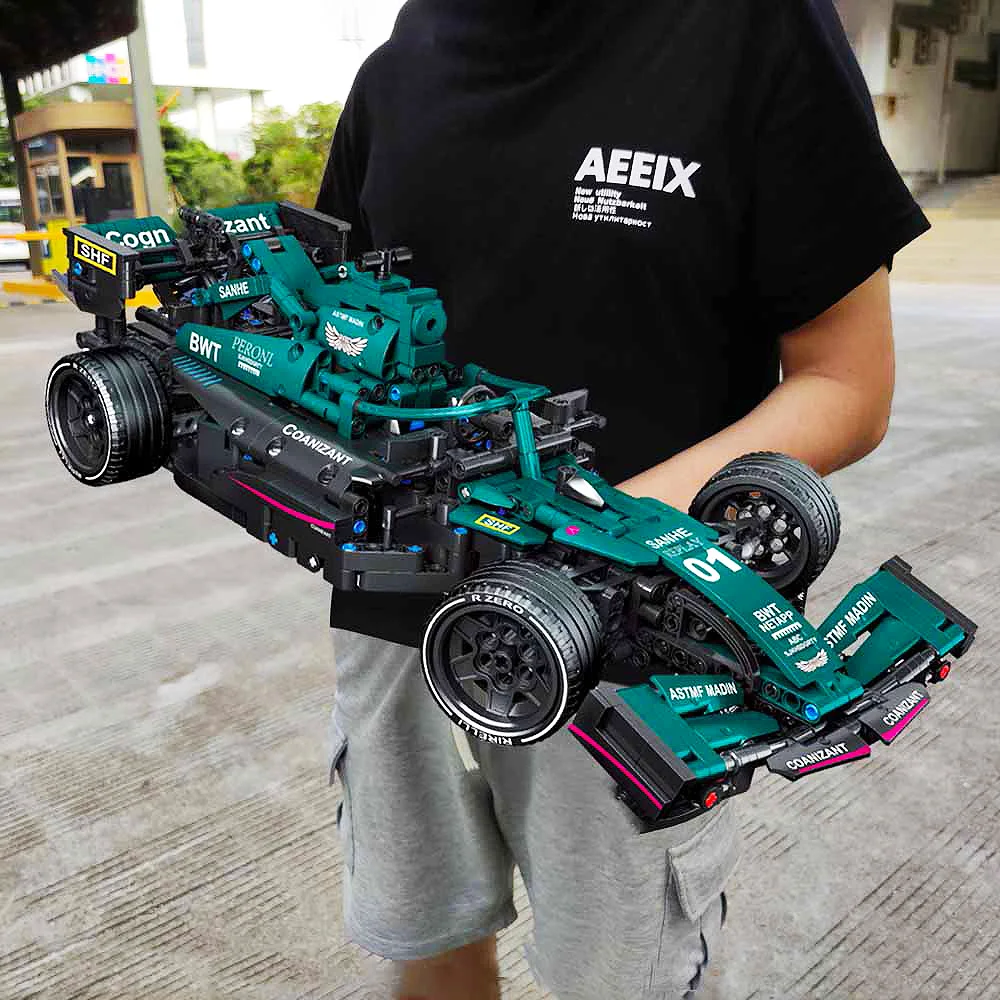 creative-expert-high-tech-green-f1-formula-1-rc-super-racing-car-moc-bricks-modello-tecnico-building-blocks-toys-c014-1089pcs