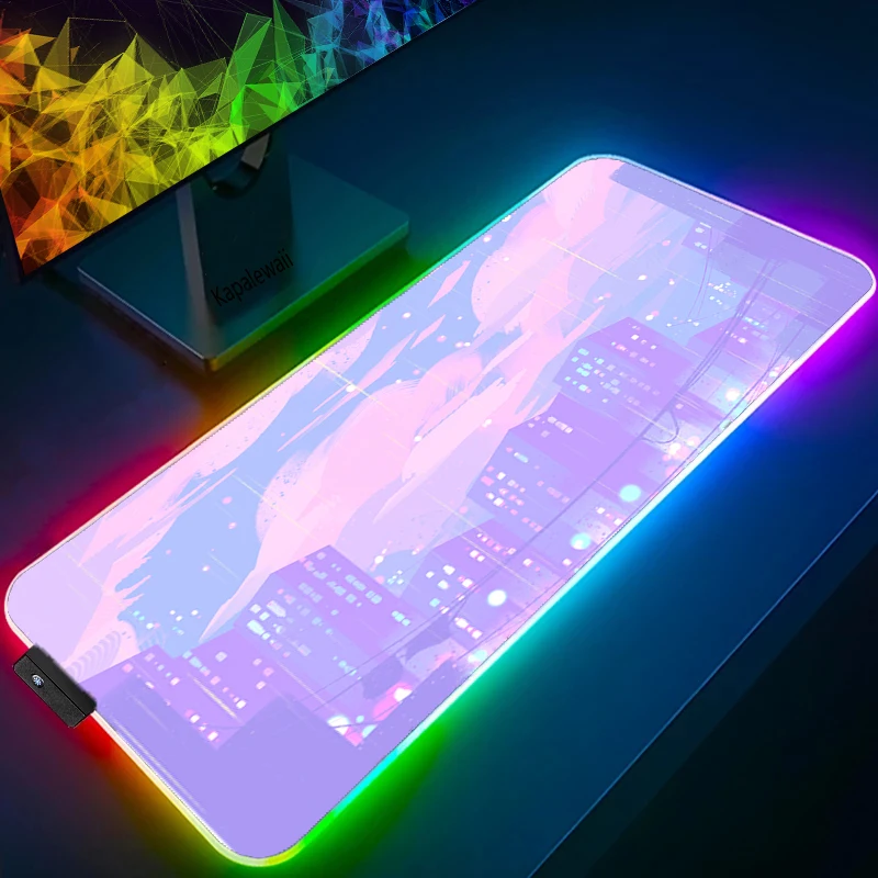 

Коврик для мышки с пейзажем Сейлор Мун RGB, большой Настольный коврик с клавиатурой для ПК, игровые аксессуары, милый коврик для компьютерног...