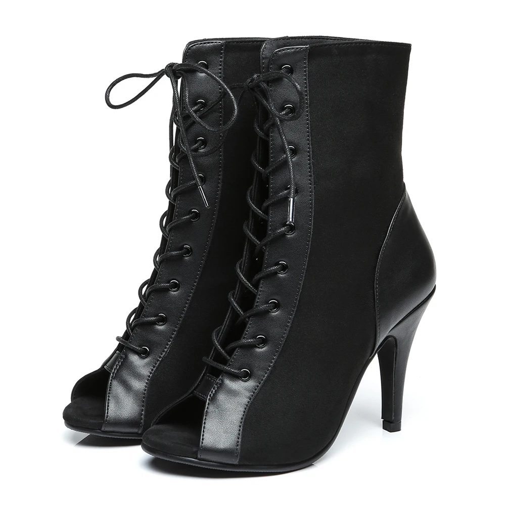 DKZSYIM Women High Top Latin Dance Shoes Woman Salsa Dancing shoes Fashion Sandals dance Boots Ballroom Ladies Girls High Heels