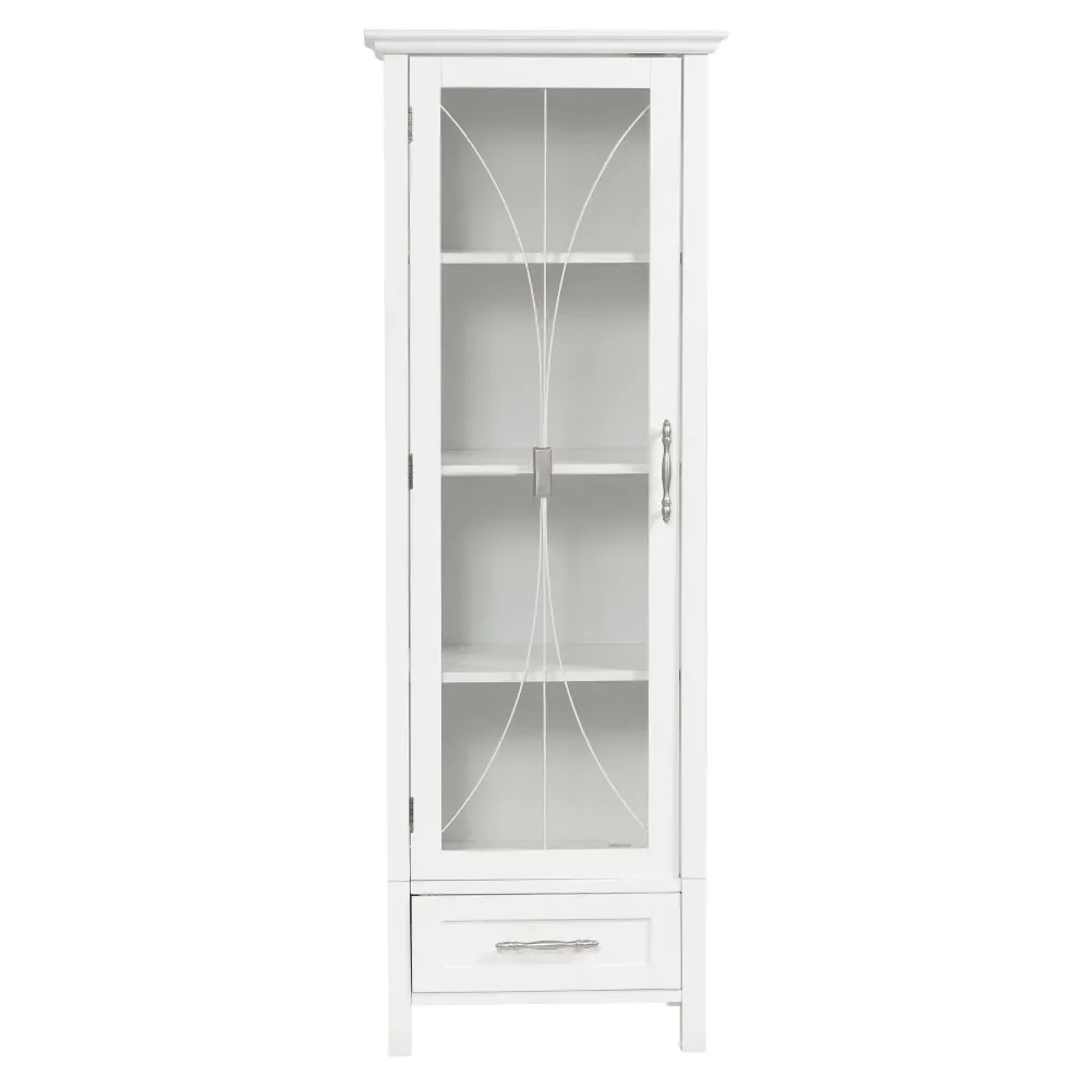 

Wooden Linen Cabinet with Drawer,Bathroom Cabinets，White